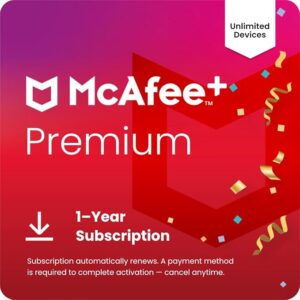 McAfee+ Premium Individual Unlimited Devices 2025 | Cybersecurity Software Includes Antivirus, Secure VPN, Scam Protection, Identity Monitoring | 1-Year