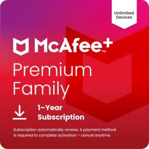 McAfee+ Premium Family Unlimited Devices 2025 | Cybersecurity Software Includes Antivirus, Secure VPN, Identity Monitoring, Scam Protection | 1-Year