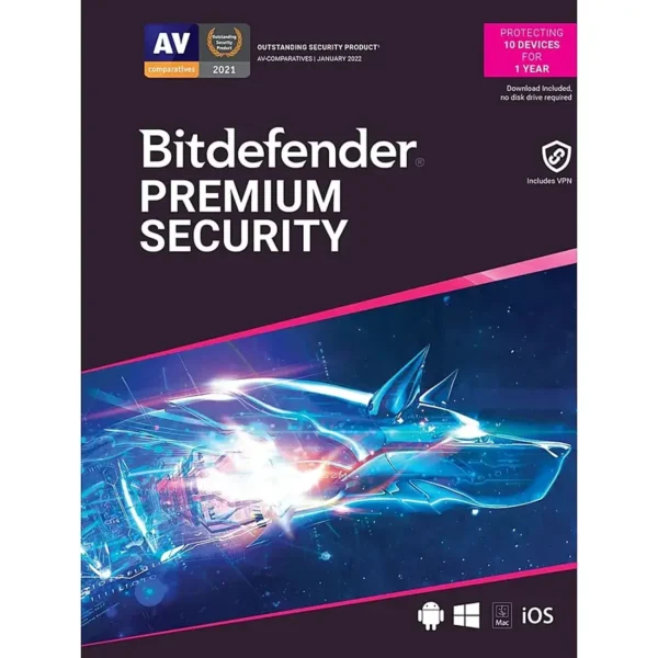 Bitdefender - Premium Security (10-Device) (1-Year Subscription) - Windows, Mac OS, Android, Apple iOS, Linux [Digital]