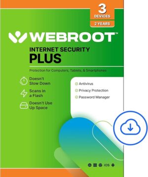 Webroot Internet Security Plus | Antivirus Software 2024 | 3 Device | 2 Year (Copy)
