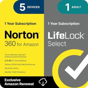 Norton 360 with LifeLock Select Bundle, 1 Year - 5 Devices