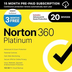 Norton 360 Platinum 2025, Antivirus software for 20 Devices